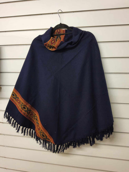 Organic Cotton Cowl Neck Poncho - Aztec