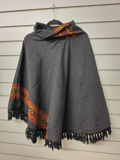 Organic Cotton Cowl Neck Poncho - Aztec