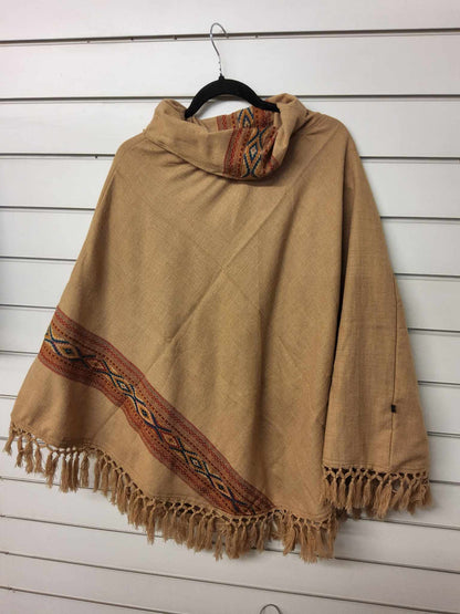 Organic Cotton Cowl Neck Poncho - Aztec