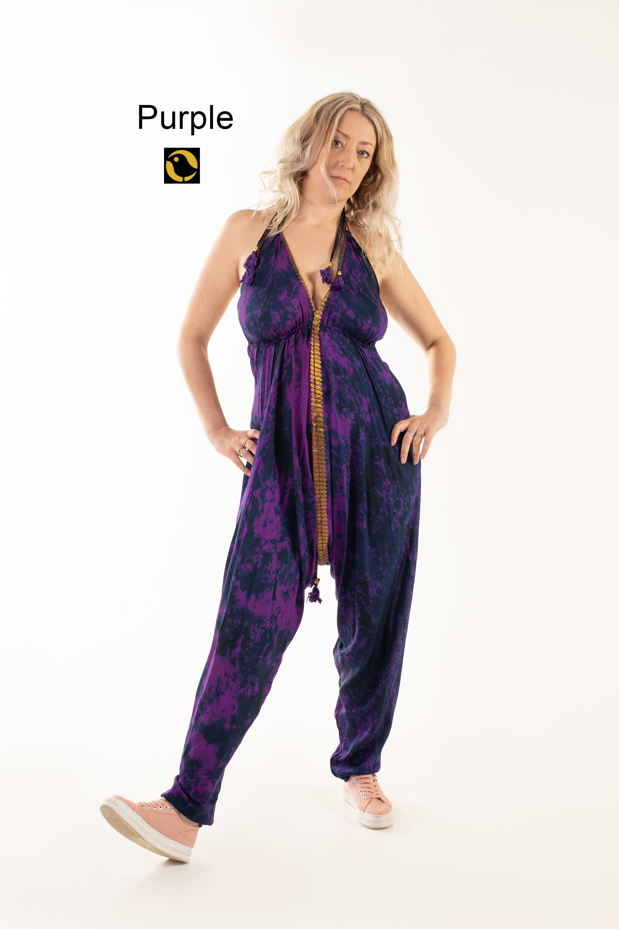 Purple store silk jumpsuit